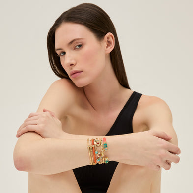 Bracelet Jonc Torsade grand modèle doré