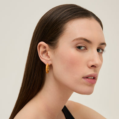 Boucles d'oreilles créoles Bambou émail dorées