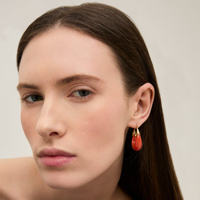 Boucles d'oreilles Ecume petit modèle dorées - Corail