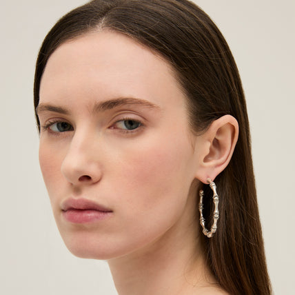 Boucles d'oreilles créoles Bambou argentées