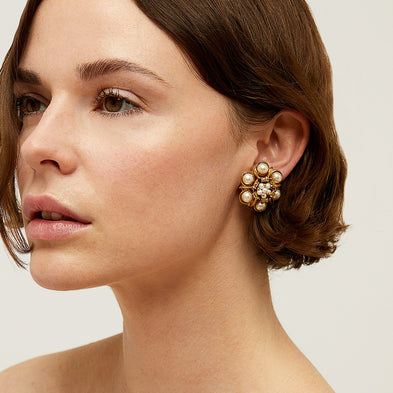 Boucles d'oreilles Augusta dorées - Perle de culture