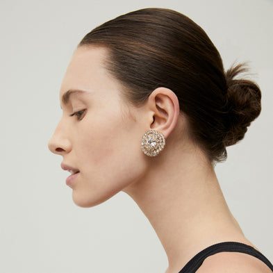 Atika rhinestone gold stud earrings