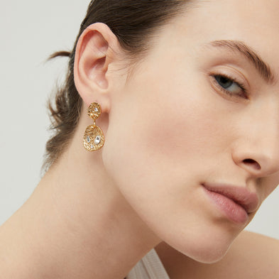 Boucles d'oreilles Eclipse strass petit modèle dorées