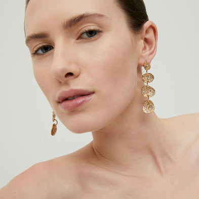 Boucles d'oreilles Eclipse 4 rangs strass dorées