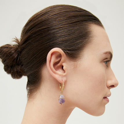 Boucles d'oreilles Tao Rainbow dorées - Améthyste