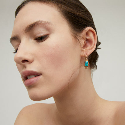 Pendientes «Serti Talisman» de small size , dorados - Turquesa