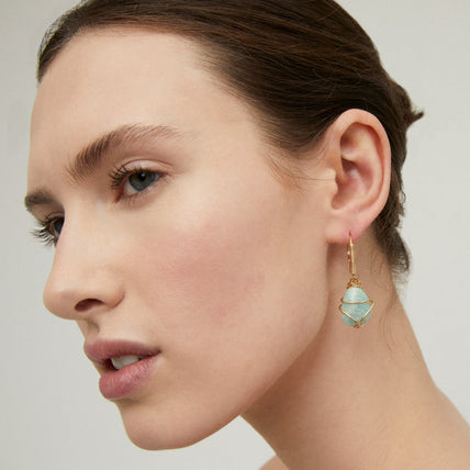 Boucles d'oreilles Tao Rainbow dorées - Amazonite