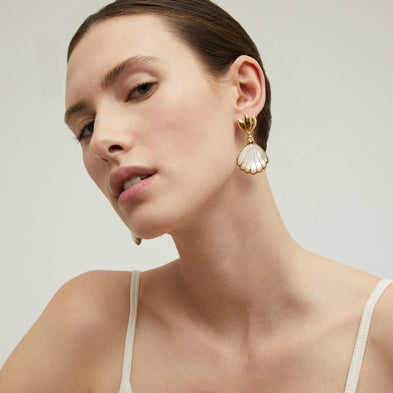 Sanibel gold earrings - White Mother-of-Pearl