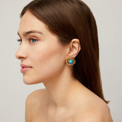 Boucles d'oreilles Atika dorées - Turquoise