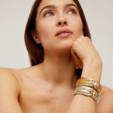 Bracelet Ecume bicolore argenté