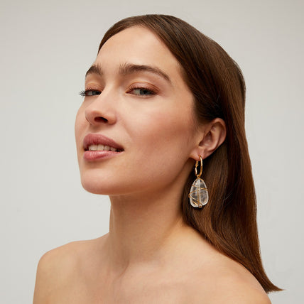 Lyre Rainbow gold earrings - Rock Crystal