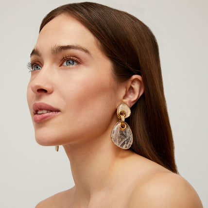 Boucles d'oreilles Silia grand modèle dorées - Crystal