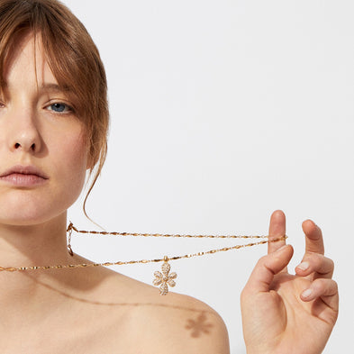 Agapa long necklace gold crystal