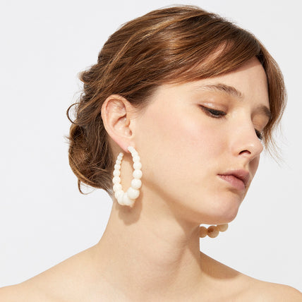 Pendientes de aro Andy de acetato « Large size » dorados - Blanco