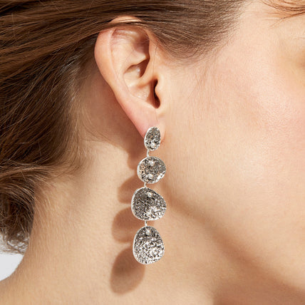Pendientes Eclipse de 4 filas, plateados