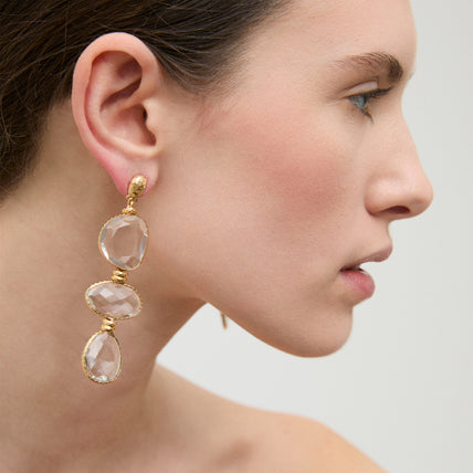 Boucles d'oreilles Sireine dorées - Cristal