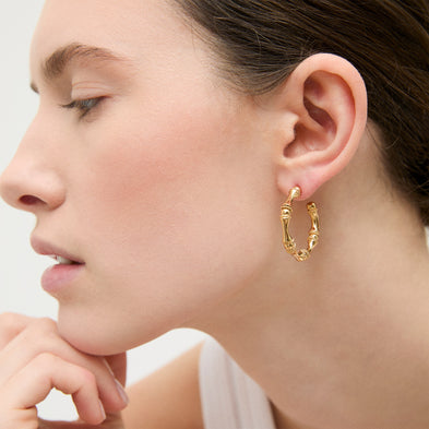 Bambou mini gold hoop earrings