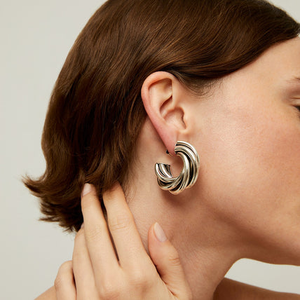 Pendientes de aro Atik « medium size » en plata