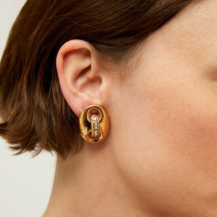 Pendientes de botón Cophea con strass mini dorados