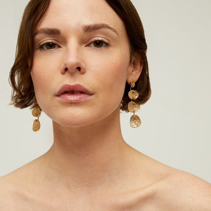 Pendientes Eclipse de 4 filas, dorados
