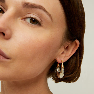 Écume small model two-tone silver-plated earrings