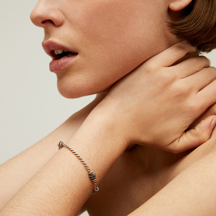 Small silver-plated twisted bangle bracelet