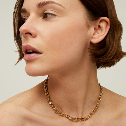 Collier Mistral doré - Nacre blanche & Strass
