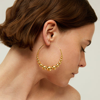 Boucles d'oreilles créoles Multiperla dorées