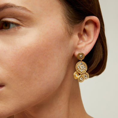 Boucles d'oreilles Sequin deux rangs dorées