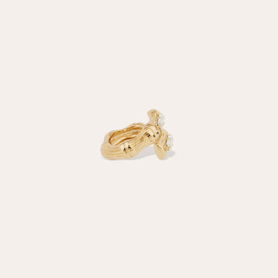 Bague Bambou Liane strass dorée