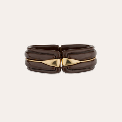 Bracelet Ecume acetate doré - Marron