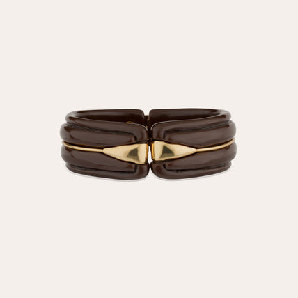 Bracelet Ecume acetate doré - Marron