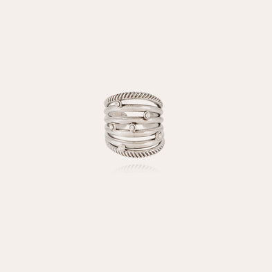 Anillo «Etincelle» con cabujones plateados