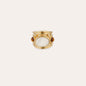 Anillo Simone dorado - Ojo de tigre y nácar blanco
