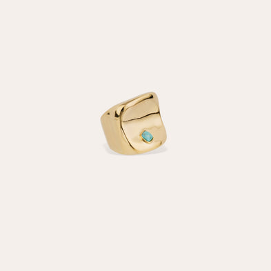 Square gold ring with cabochon - Turquoise