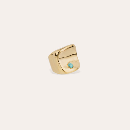 Bague Square cabochon dorée - Turquoise