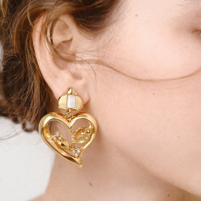 Boucles d'oreilles Odalys dorées - Nacre blanche