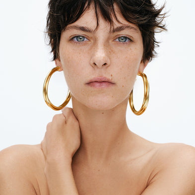 Boucles d'oreilles créoles Atik grand modèle dorées
