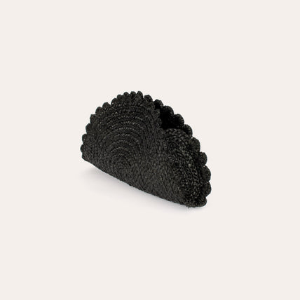 Sun Raffia Clutch Bag - Black
