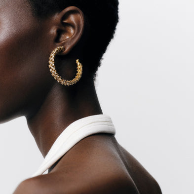 Boucles d'oreilles créoles Izilda strass dorées
