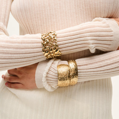 Bracelet manchette Olea doré