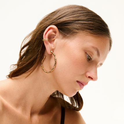 Gold Bamboo Hoop Earrings