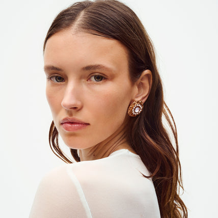 Boucles d'oreilles puces Léonie strass dorées