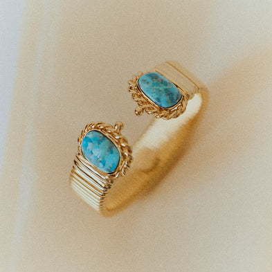Bracelet Amarante double doré - Turquoise