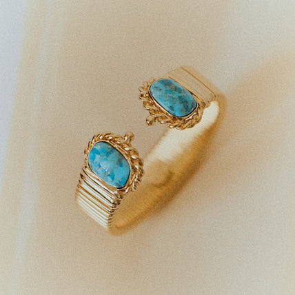 Bracelet Amarante double doré - Turquoise
