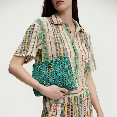 Sac pochette Les Canoubiers - Turquoise