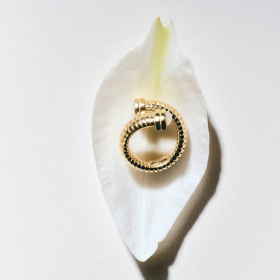 Bague Antigone dorée - Nacre blanche