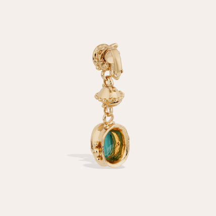 Boucles d'oreilles Amarante trois rangs dorées - Turquoise & Bois