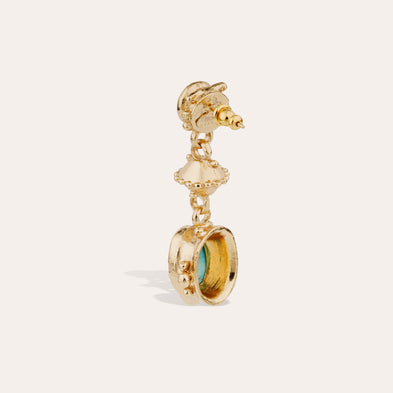 Boucles d'oreilles Amarante trois rangs dorées - Turquoise & Bois