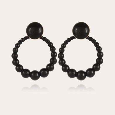 Boucles d'oreilles Andy grand modèle acétate dorées - Noir